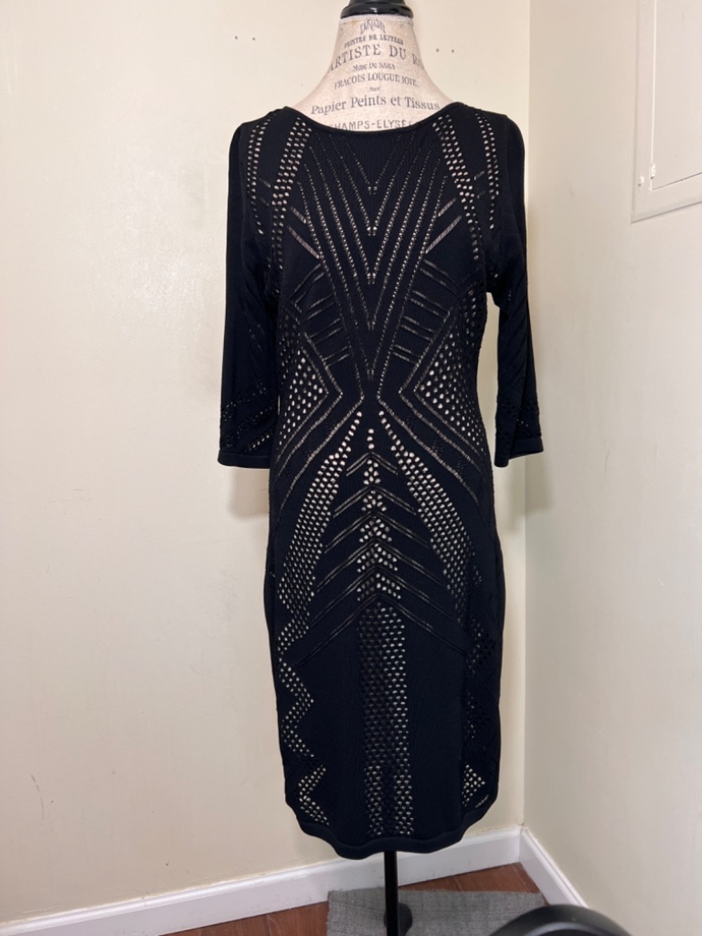 Calvin Klein black bodycon  Night Dress Lined Knit Size XL - Picture 3 of 11